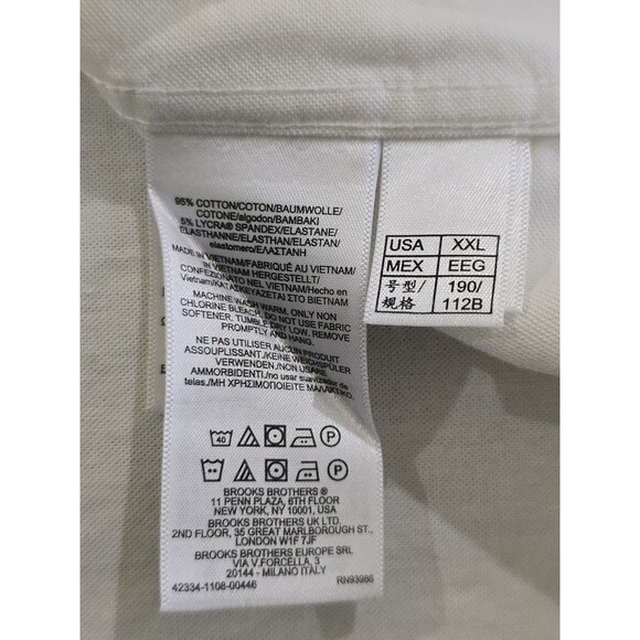 Brooks Brothers Regent Fit White Button Down Shirt Mens Size 2XL Non-Iron Polo - Picture 10 of 11